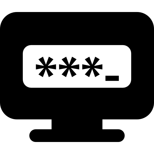 Password protection symbol on monitor screen